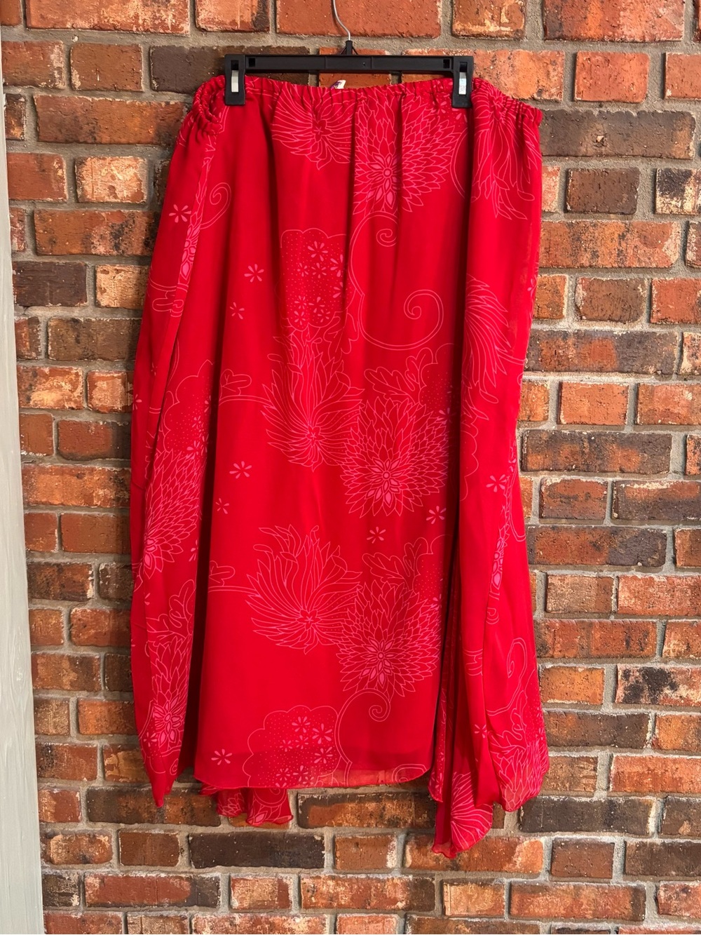 Antthony Originals womens floral flowy maxi skirt red 3X